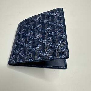 Goyard Victoire Bifold Wallet Navy Blue Goyardine Coated Canvas